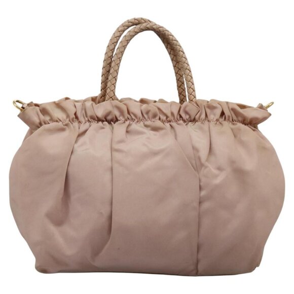 PRADA Hand Bag Nylon Leather 2way Pink Gold Auth EC720 - Picture 2 of 16